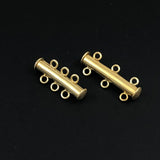 Gold Plated Tube Clasp Triple Strand