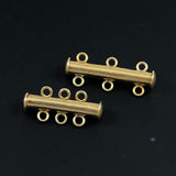 Gold Plated Tube Clasp Triple Strand
