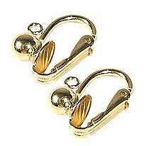 Gold Plated Clip On Earrings Finding with Loops - 6 pairs NOS
