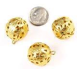 Large Gold Plated Filigree Beads with Loop