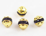 Large Gold Plated Sapphire Rhinestone Balls 16mm
