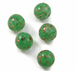 Green and Copper Murano Lamp Work Beads - Sommerso