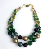 Vintage Green Gold Beaded necklace