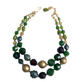 Vintage Green Gold Beaded necklace