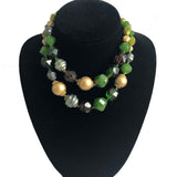 Vintage German beaded necklace green