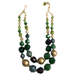 Double strand vintage green bead necklace