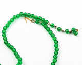 Rare Green Glass Beaded Tie Necklace Vintage Clasp