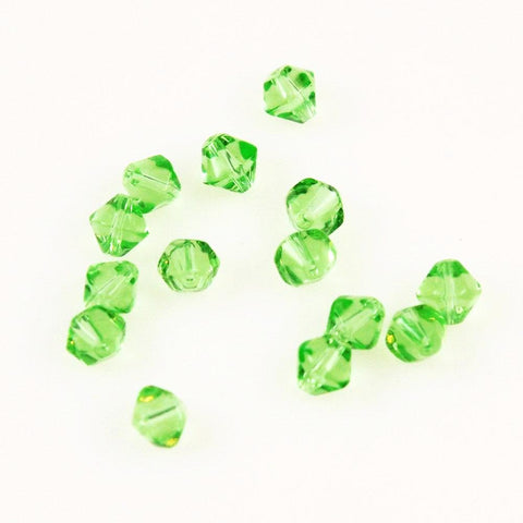Green Peridot Bicone Glass Beads