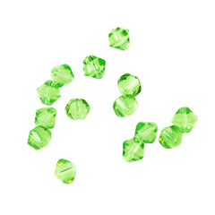 Green Peridot 6mm Bicone Glass Beads - Vintage 12