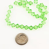 Green Peridot Bicone Glass Beads