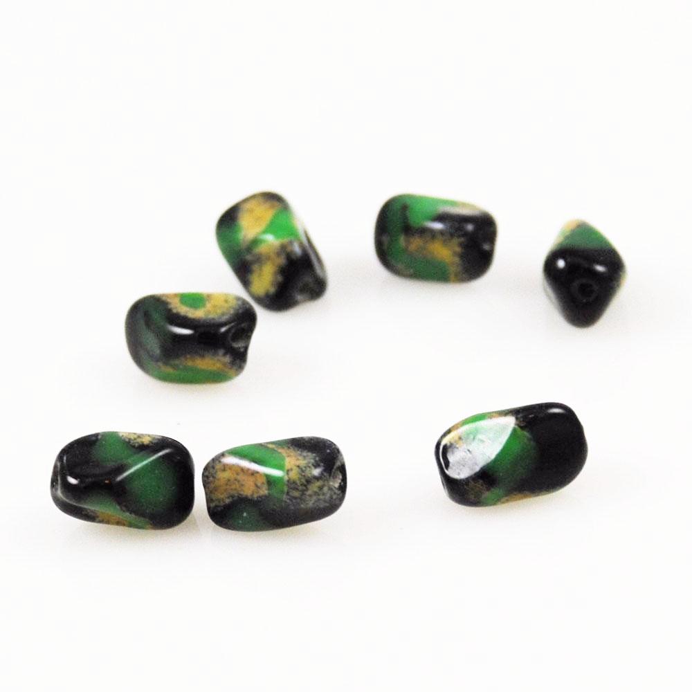 Black and Green Vintage Glass Beads