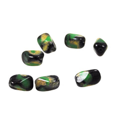 Black and Green Vintage Glass Beads- 6
