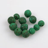 Antique Green Pressed Glass Beads