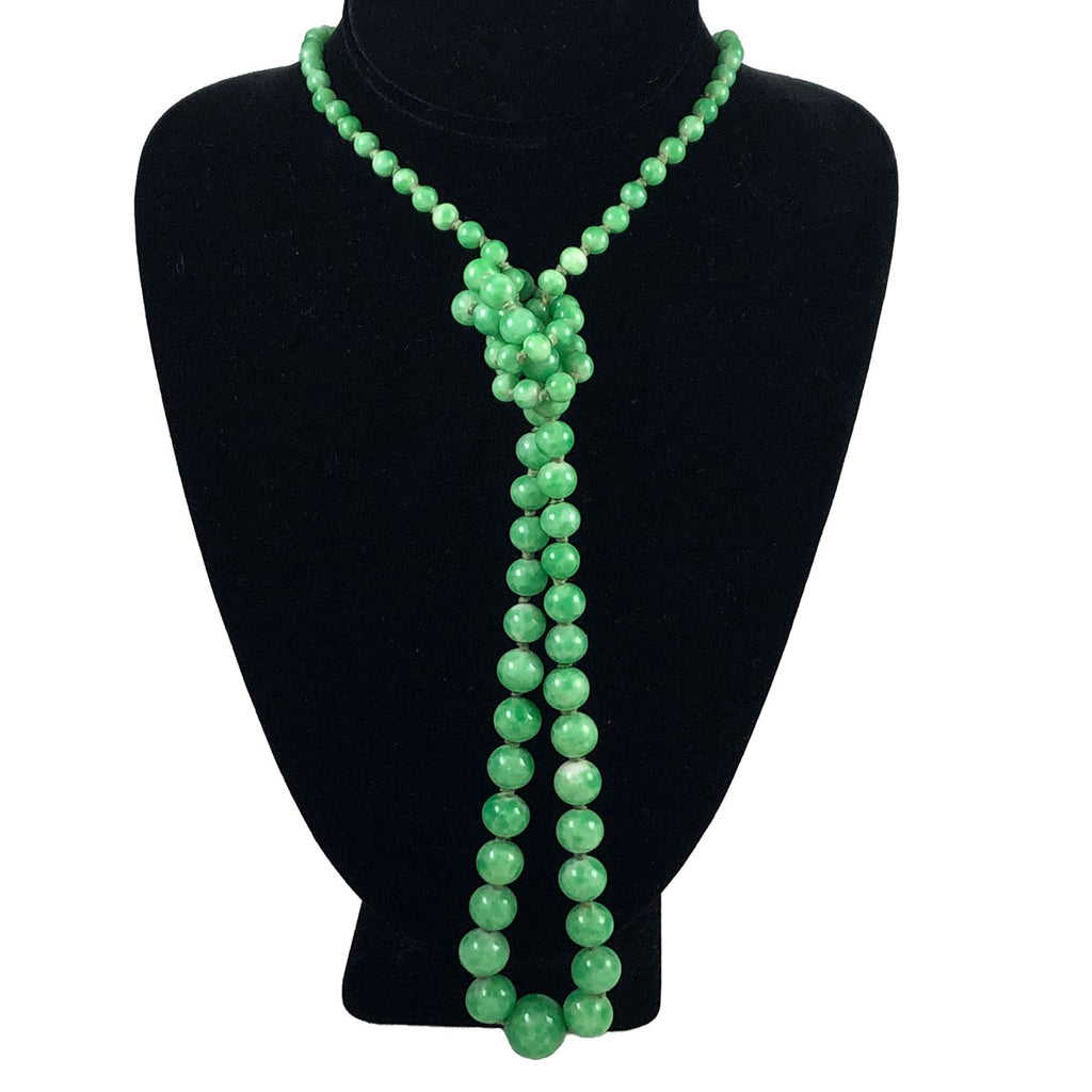 Art Deco Czech Green Glass Bead Necklace
