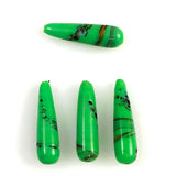 Green Glass Teardrop Beads Vintage