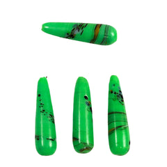 Green Glass Teardrop Beads (2)
