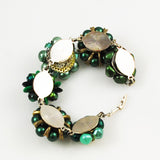 Green Pearl Earring Upcycled Bracelet