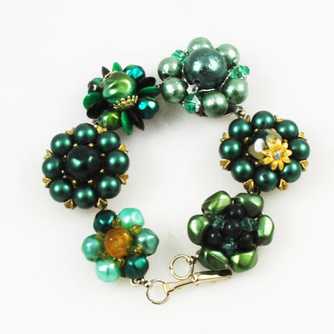 Green Pearl Earring Upcycled Bracelet