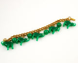 Green Elephant Charm Bracelet Vintage