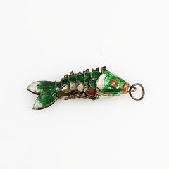 Green Enamel Articulated Fish Charm