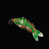 Green Enamel Articulated Fish Charm