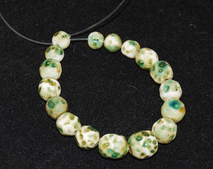 Antique Green & White Skunk Trade Beads