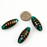 Green Lamp Work Feather Beads