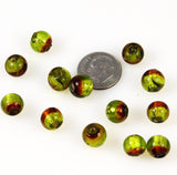 Green & Brown Silver Foil Beads 9mm