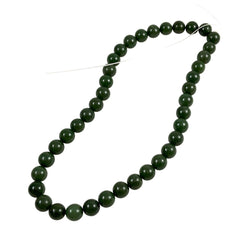 Green Nephrite Jade Round Gemstone Beads - Full strand