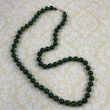 8mm Green Jade Necklace 14K Clasp 30 Inches Long