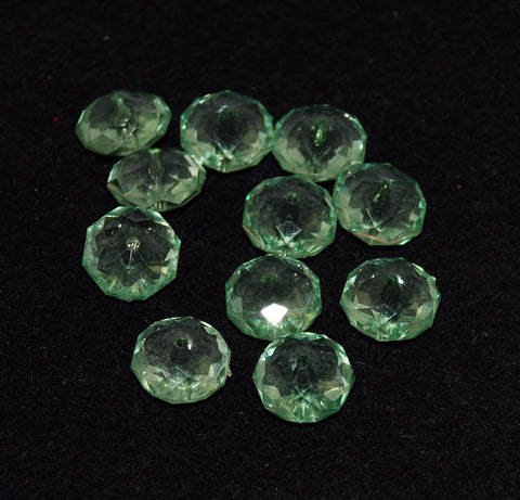 Light Green Lucite Faceted Rondelles Beads