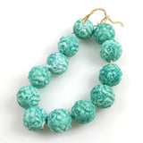 Speckled Green Molded Glass Vintage Beads