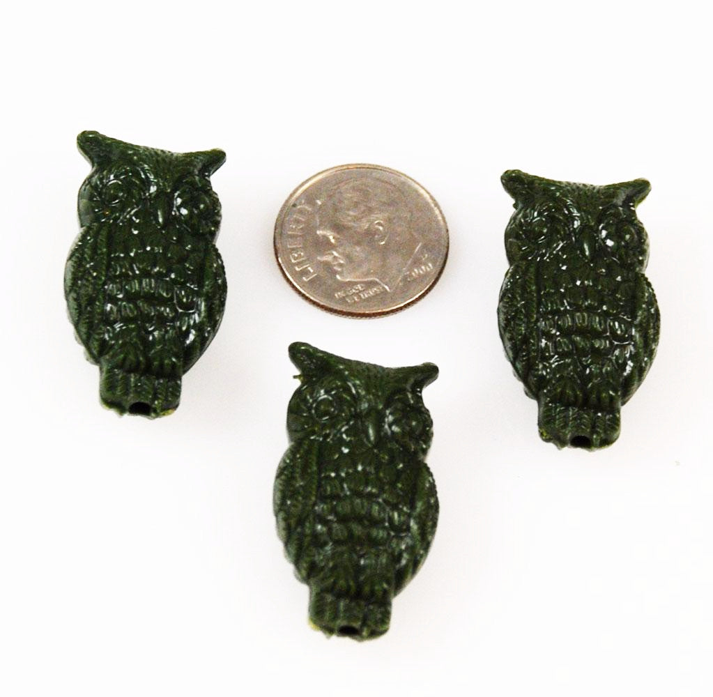 Owl Green Lucite Beads