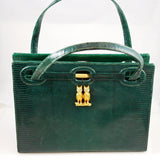 Martin Van Schaak Green Lizard Purse Hand Bag Owls