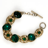 Emerald Green Floral Rhinestone Bracelet