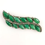 Art Deco Jade Rhinestone Brooch