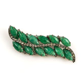 Art Deco Faux Jade Rhinestone Brooch