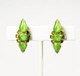 Lime Green Rhinestone Clip On Earrings 