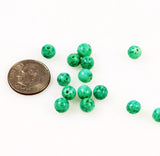 Green Spatter Round Beads - Vintage 6mm