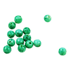 Green Spatter Round Beads - Vintage 6mm