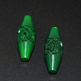 Carved Green Celluloid Toggle Buttons Art Deco (2)