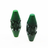 Carved Green Celluloid Toggle Buttons Art Deco (2)