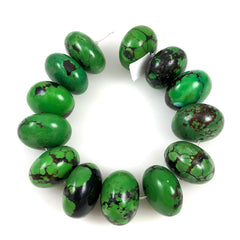 Large Carico Lake Green Turquoise Rondelle Beads