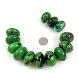 Large Carico Lake Green Turquoise Rondelle Beads