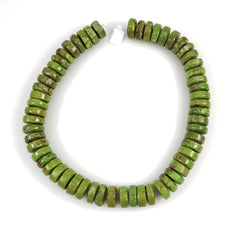 Green Turquoise Large Rondelle Wheel Beads