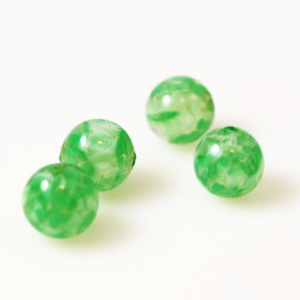 Green Murano Lamp Work Beads - Sommerso beads 12mm