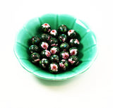 Cloisonne Green Round Beads 18mm XL in green bowl