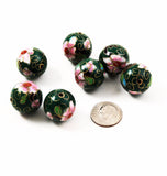 Cloisonne Green Round Beads 18mm XL 