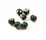 Cloisonne Green Round Beads 18mm XL 