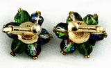 Back of Vendome Green Rhinestone Clip On Earrings 1960's Vintage